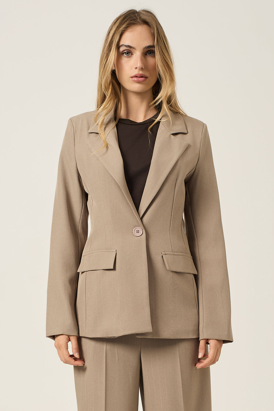Blazer a un bottone gessato