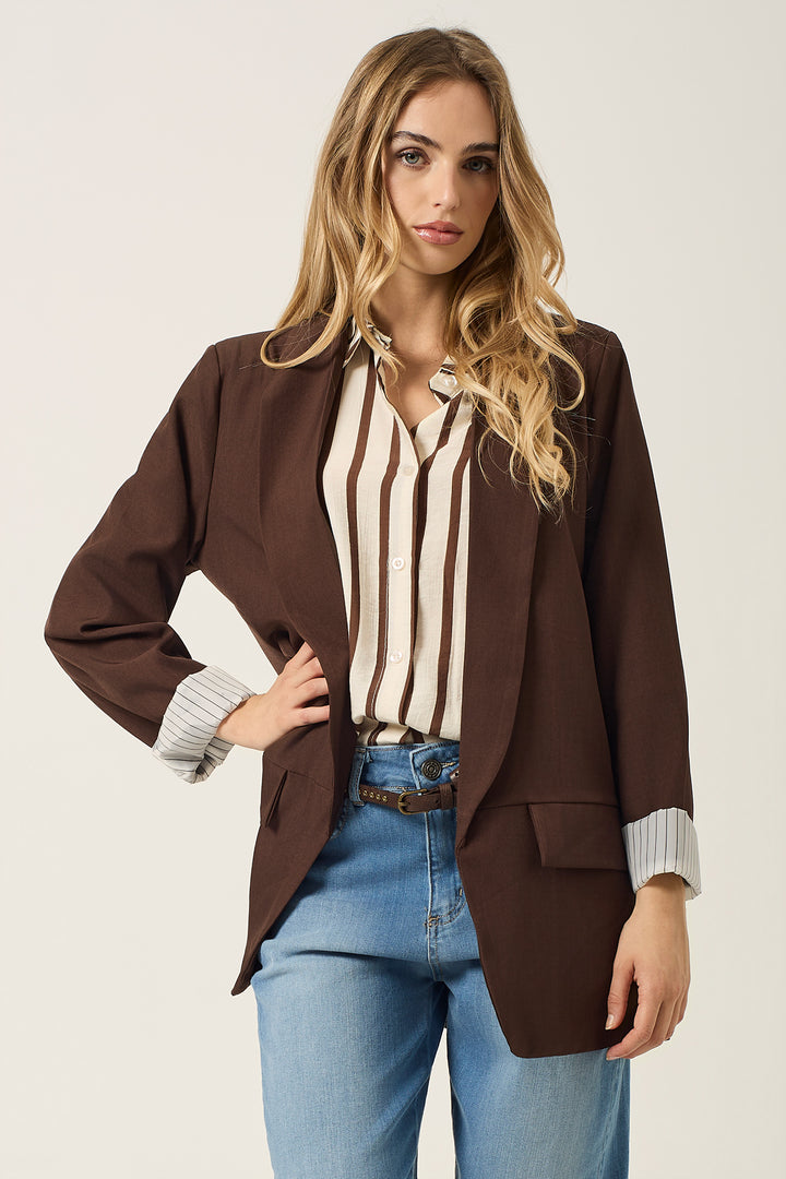 Blazer aperto con fodera a righe