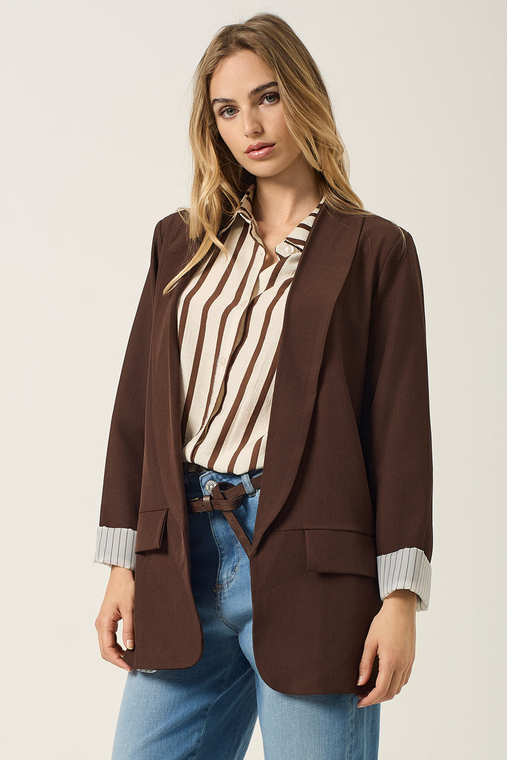 Blazer aperto con fodera a righe