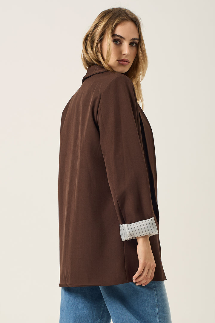 Blazer aperto con fodera a righe