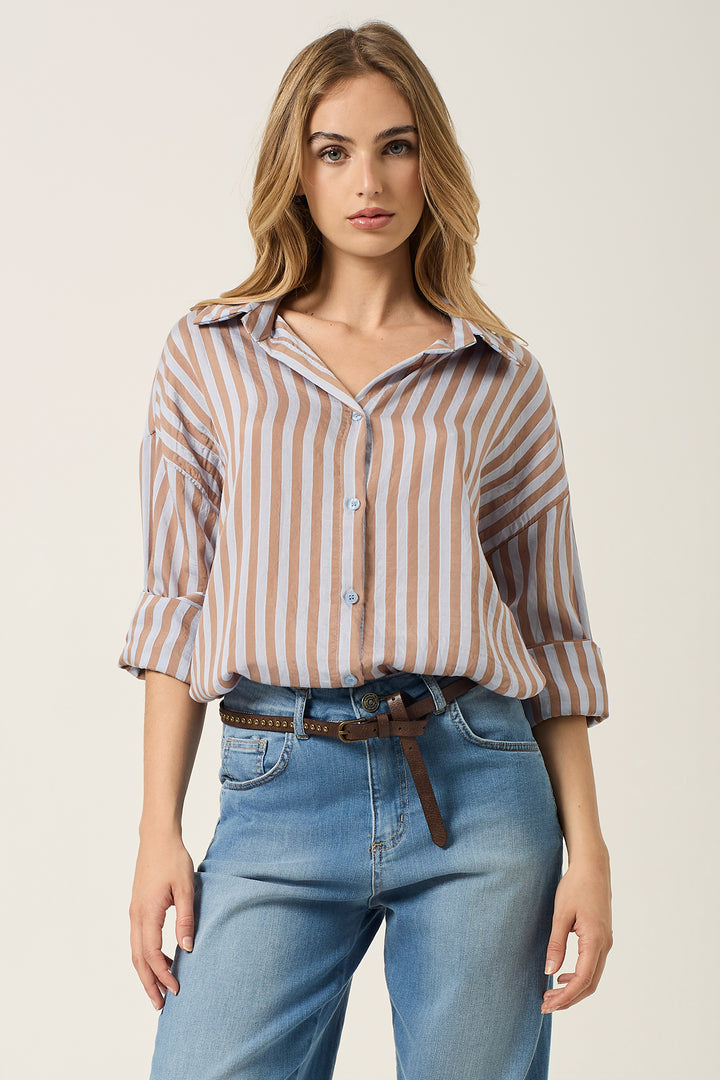 Camicia in viscosa a righe tessute