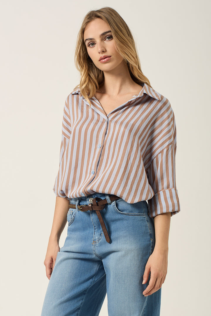 Camicia in viscosa a righe tessute