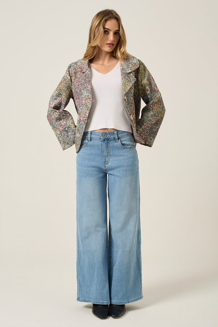 Giacca tessuto jacquard fantasia floreale