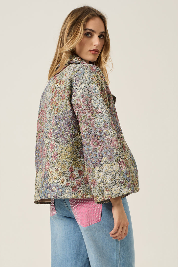 Giacca tessuto jacquard fantasia floreale