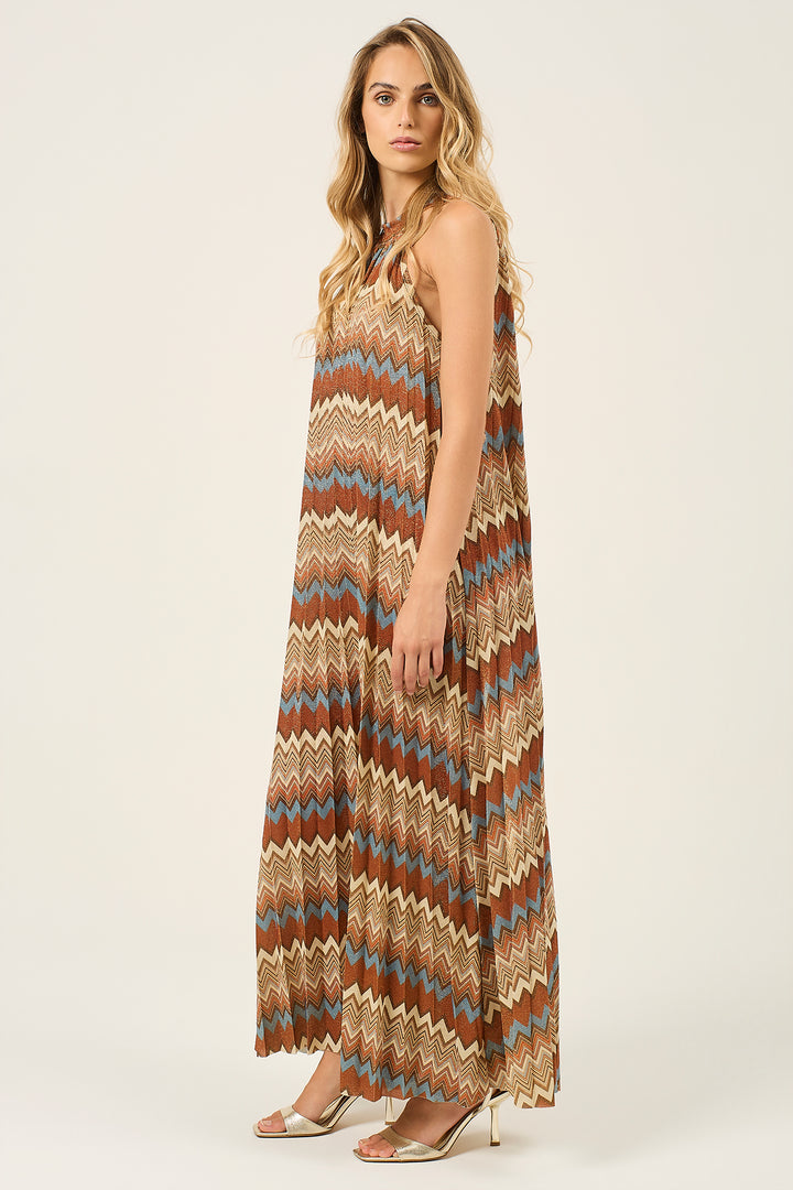 Abito lurex plissè fantasia zig zag