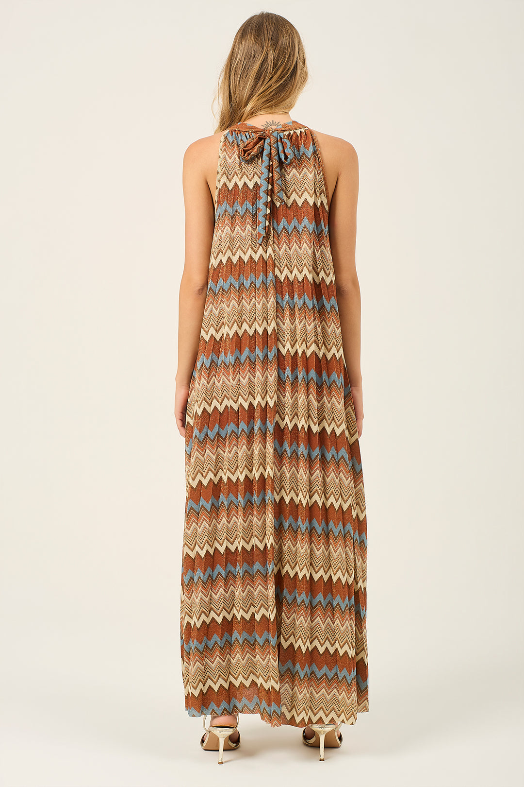 Abito lurex plissè fantasia zig zag