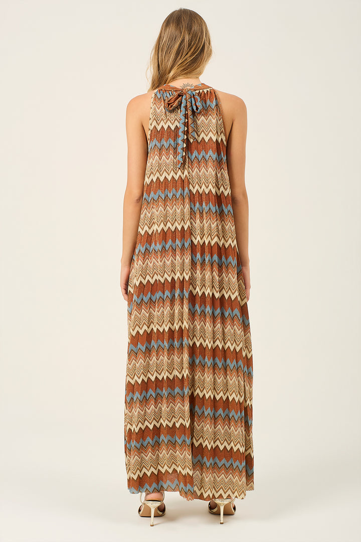 Abito lurex plissè fantasia zig zag