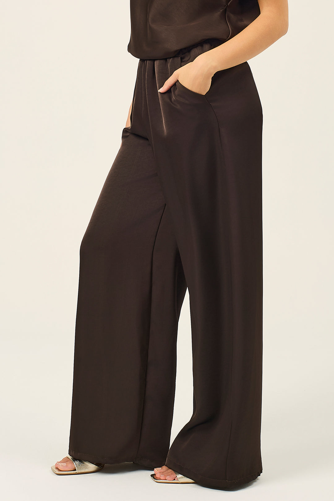 Pantalone palazzo in satin