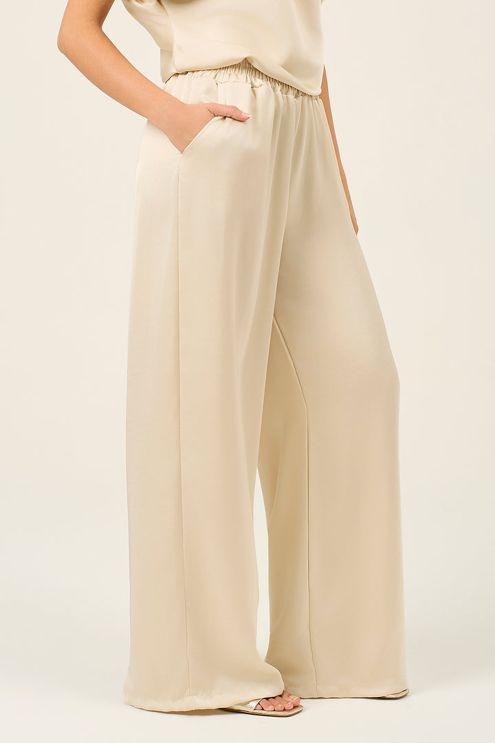 Pantalone palazzo in satin