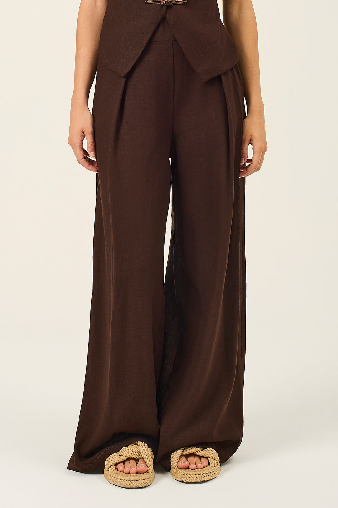 Pantalone palazzo in misto lino