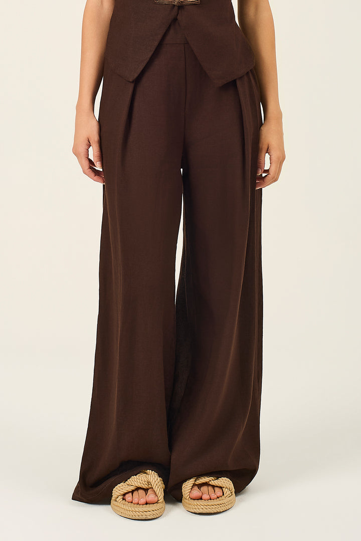 Pantalone palazzo in misto lino
