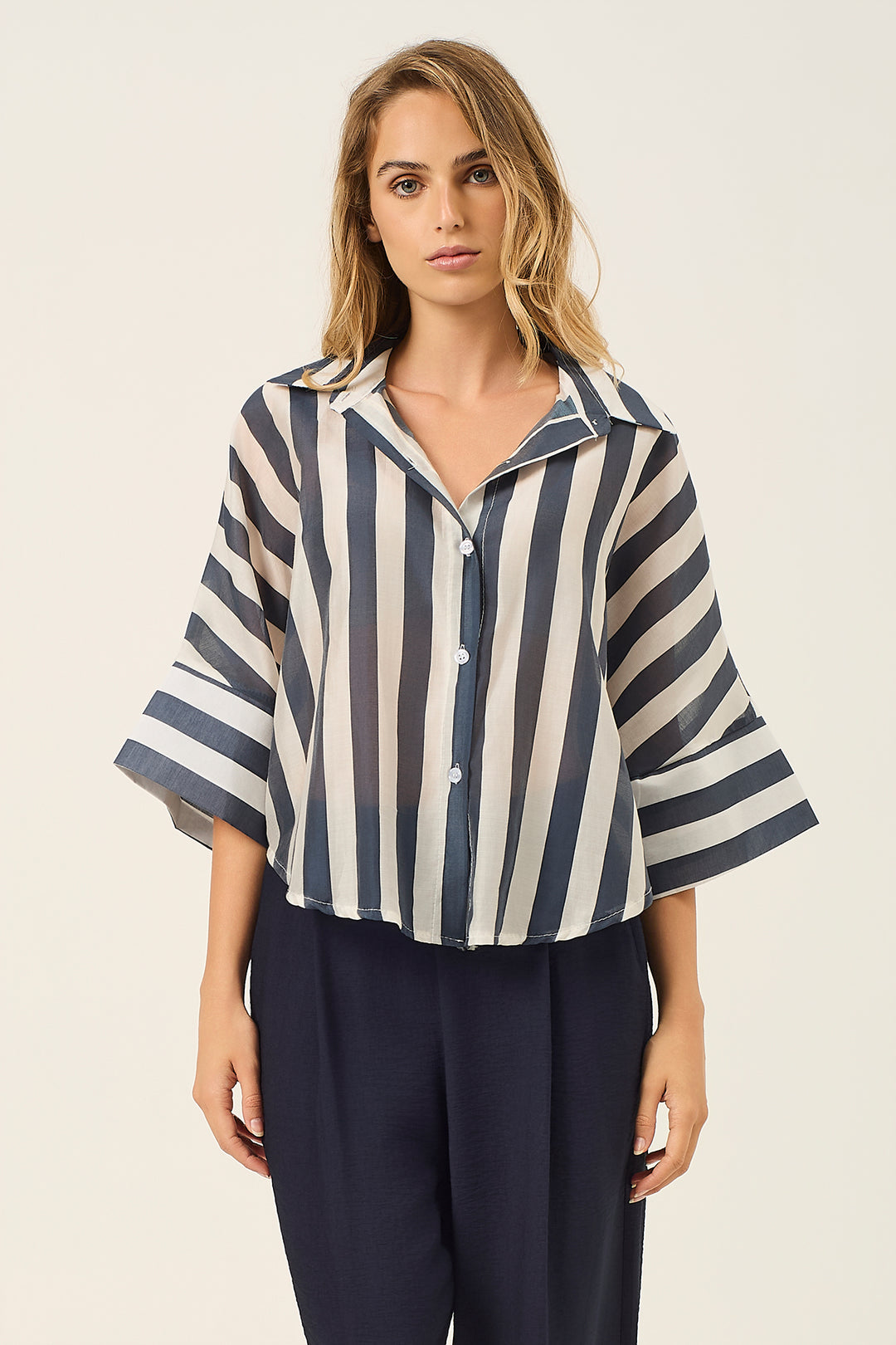 Camicia righe manica a 3/4