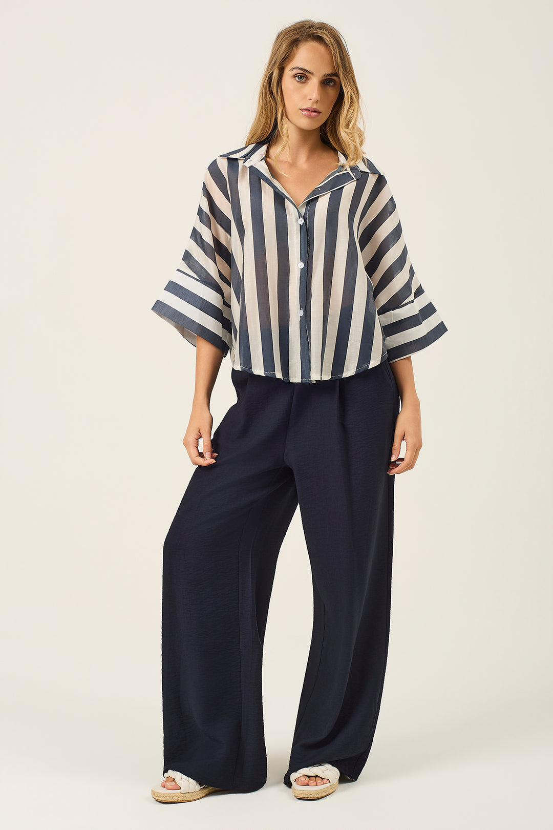 Camicia righe manica a 3/4