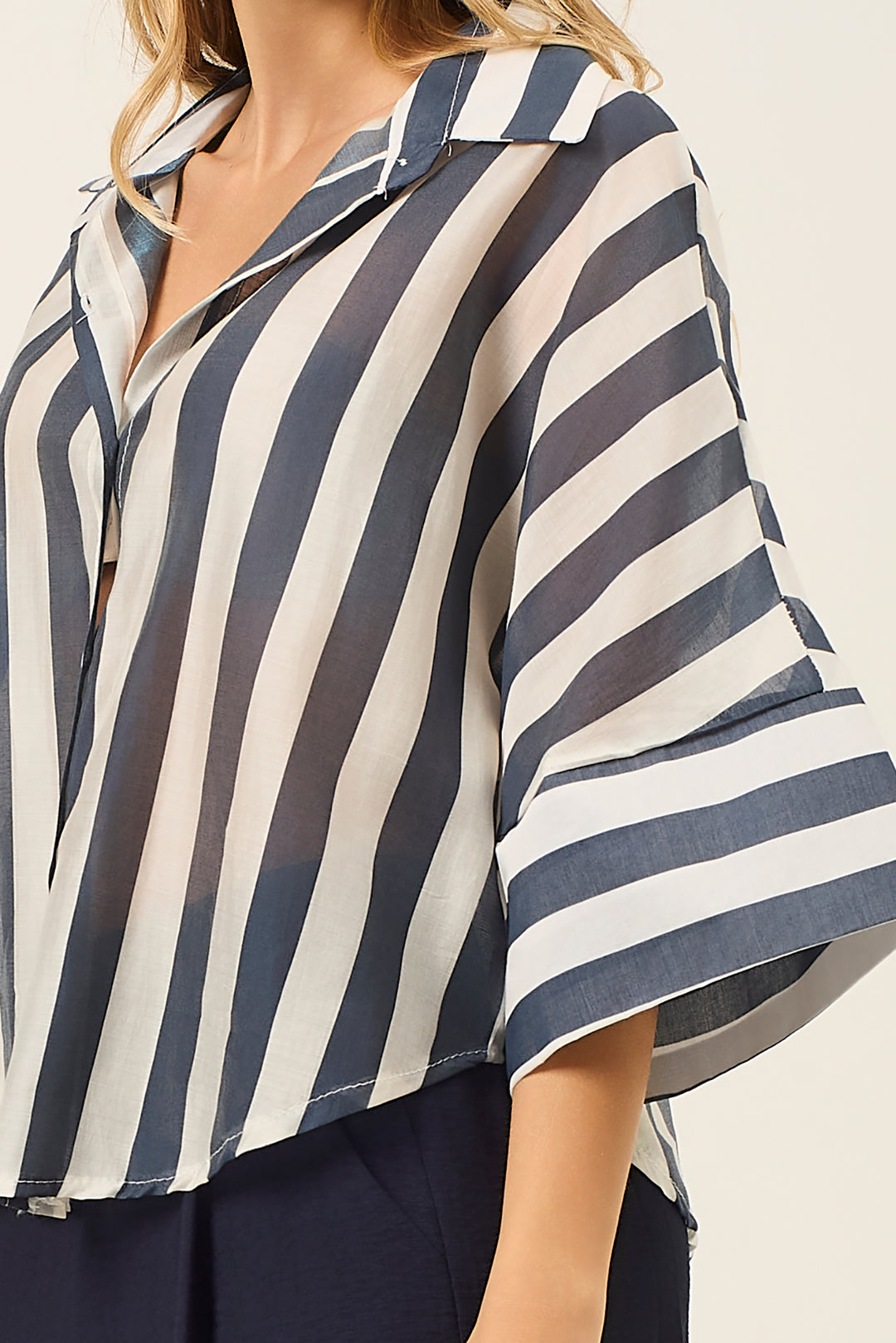 Camicia righe manica a 3/4