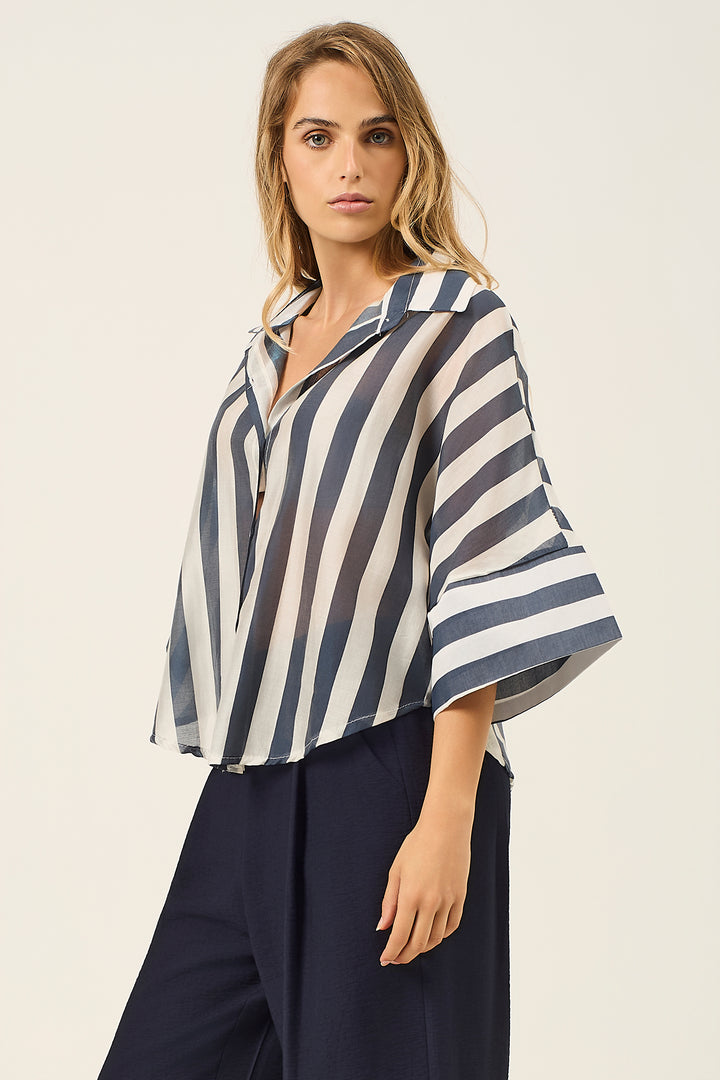 Camicia righe manica a 3/4