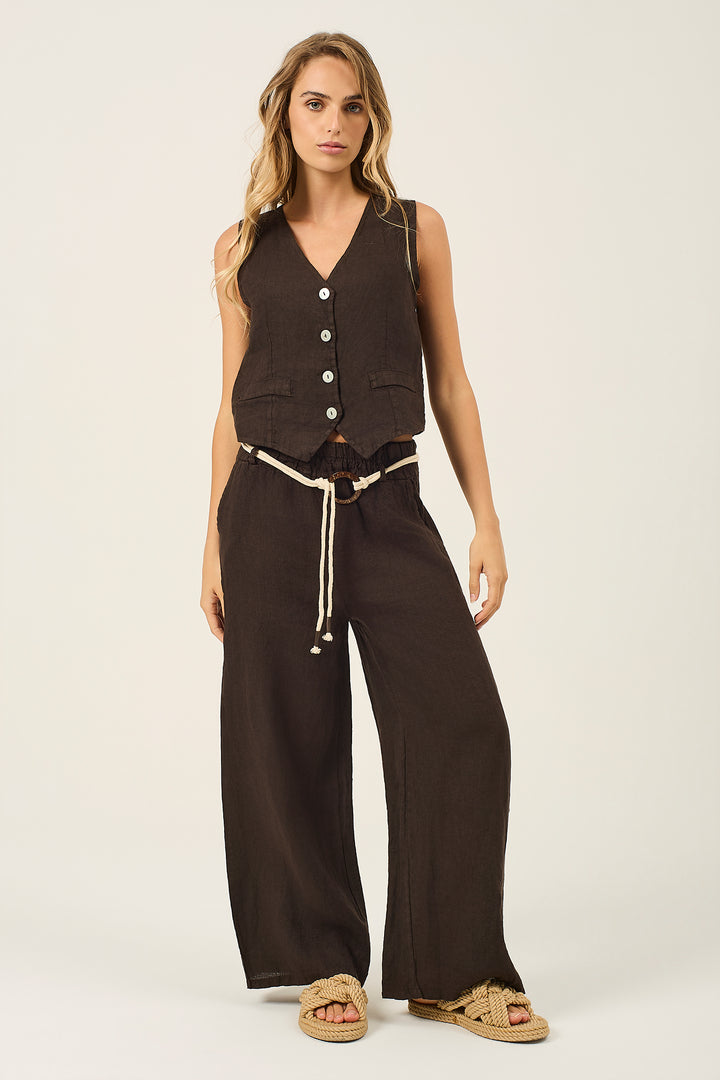Gilet in lino tinto capo