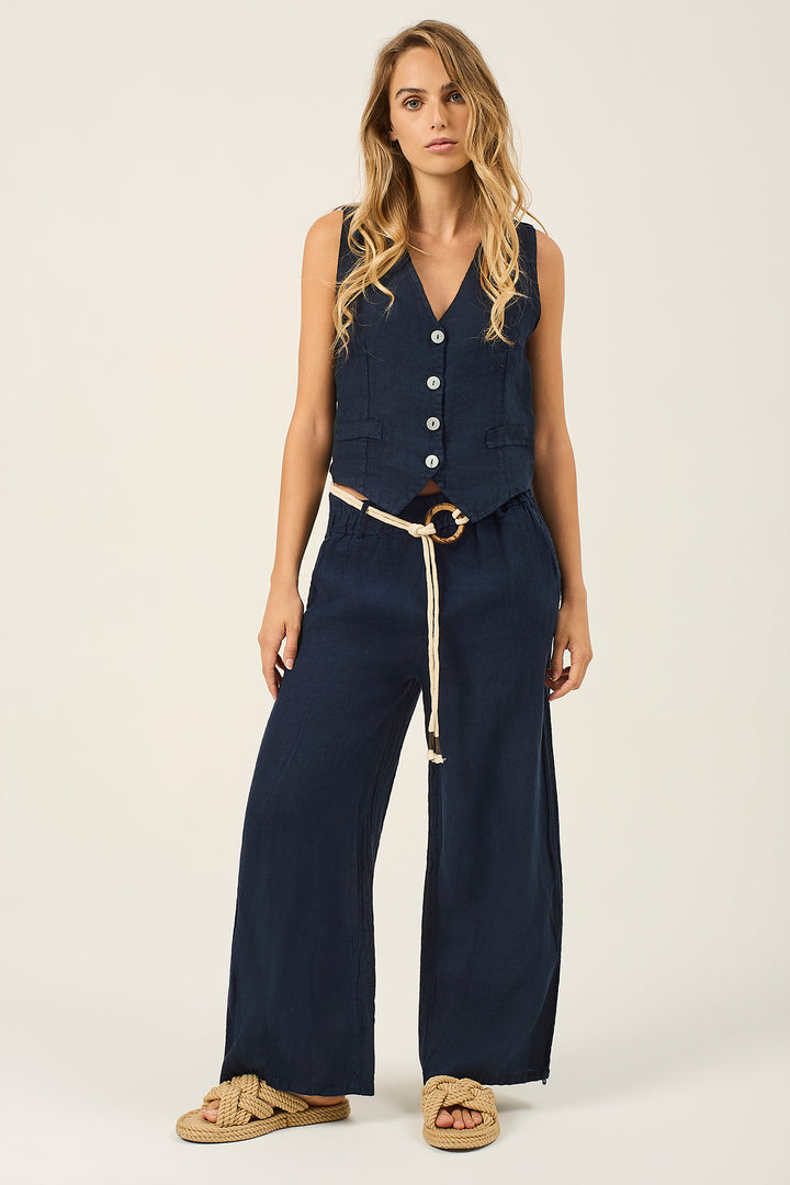 Pantalone in lino con cinta