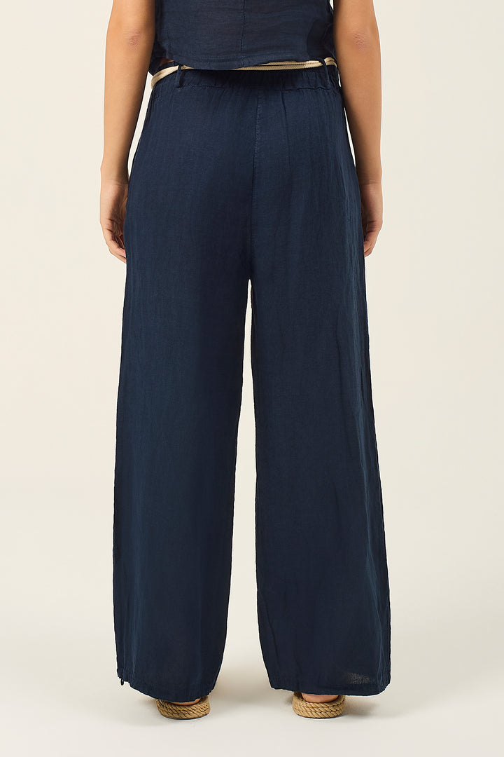 Pantalone in lino con cinta
