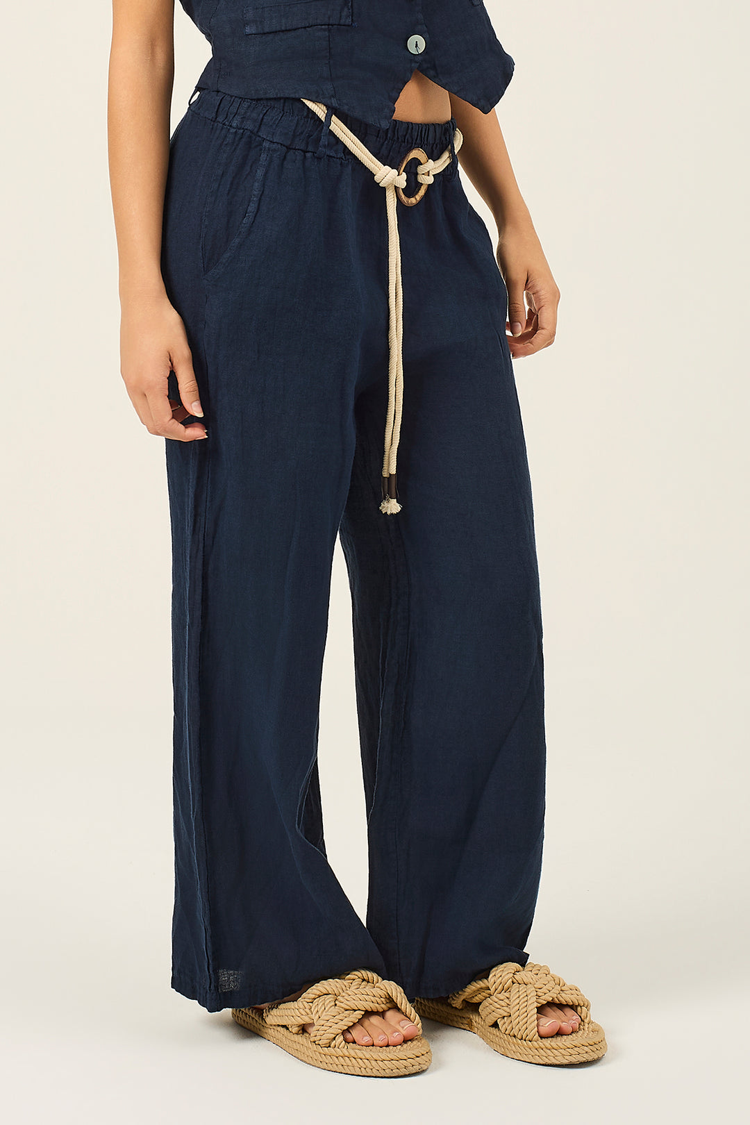 Pantalone in lino con cinta