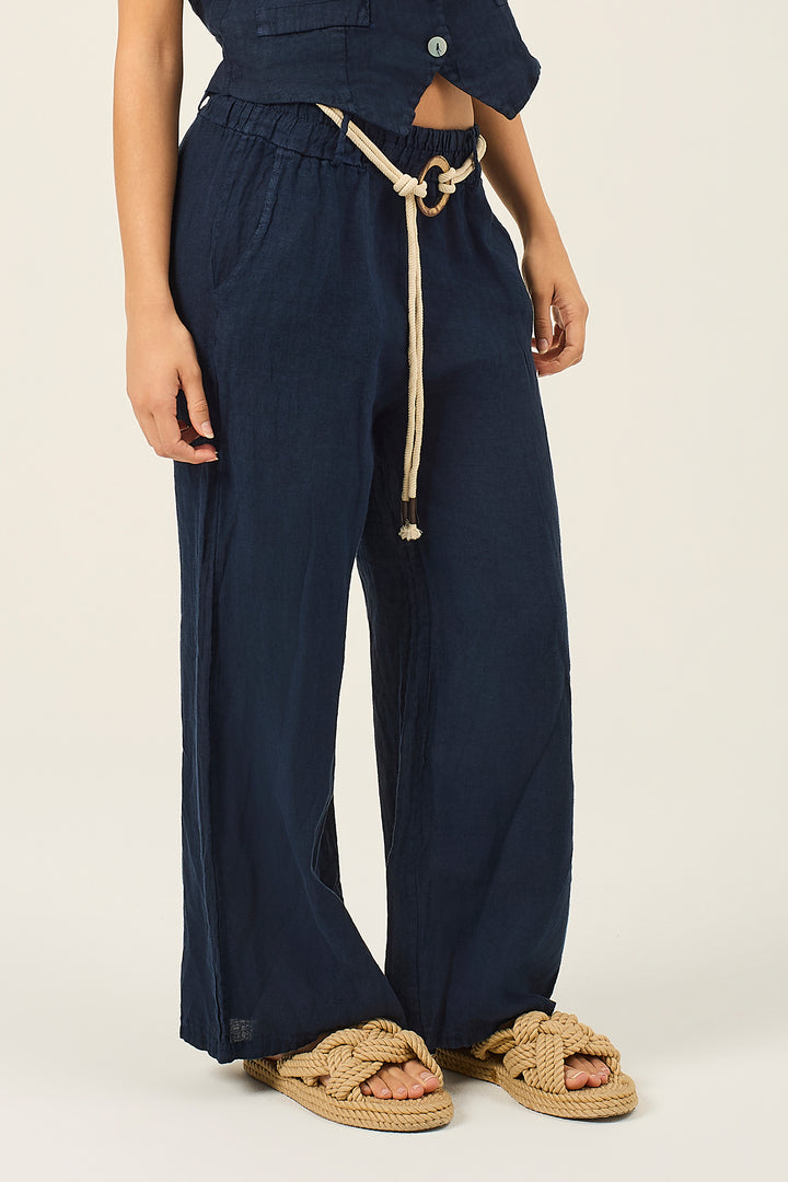 Pantalone in lino con cinta