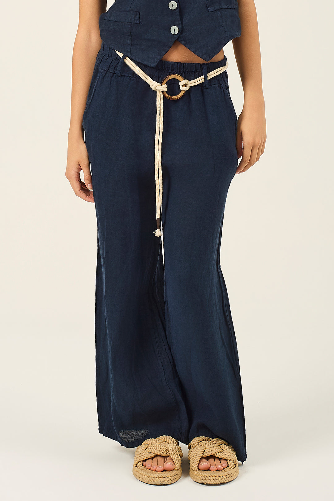 Pantalone in lino con cinta