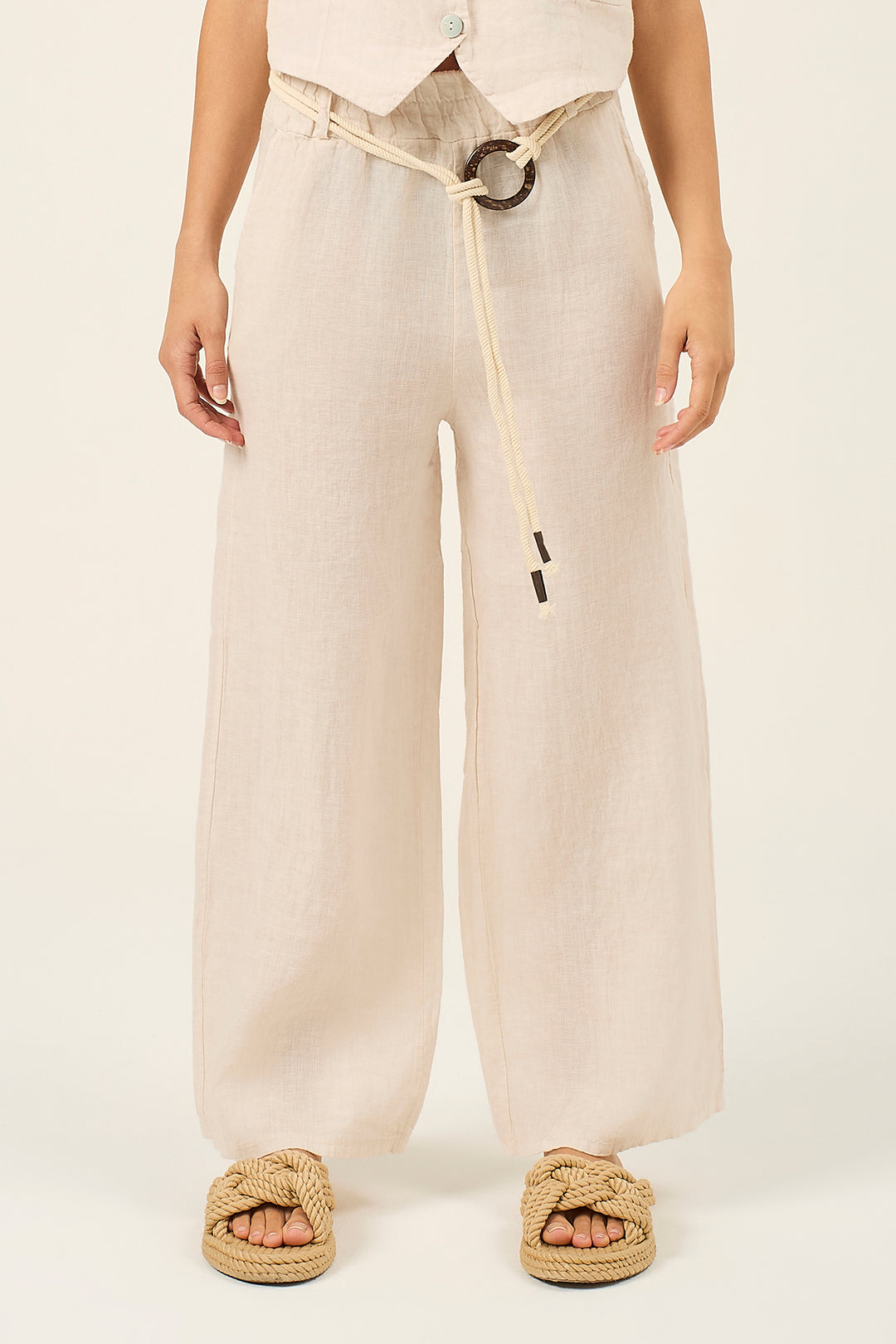 Pantalone in lino con cinta