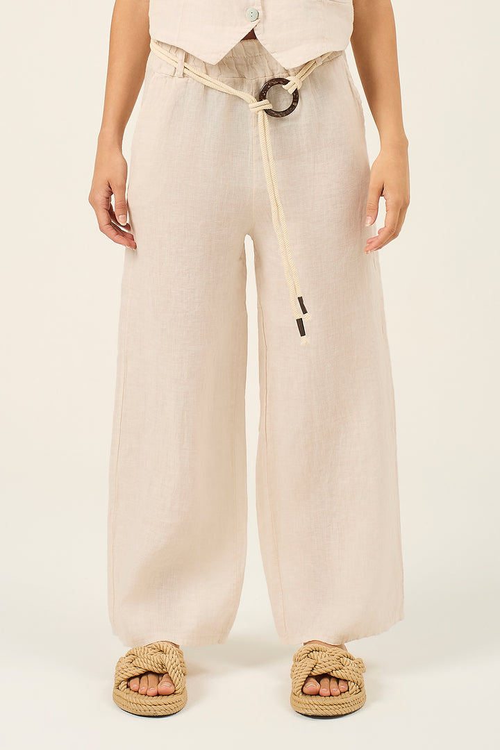 Pantalone in lino con cinta