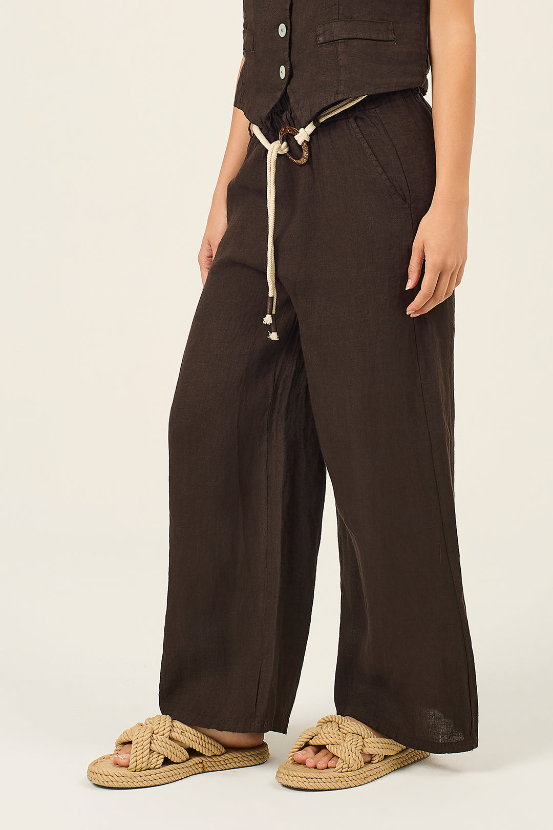 Pantalone in lino con cinta