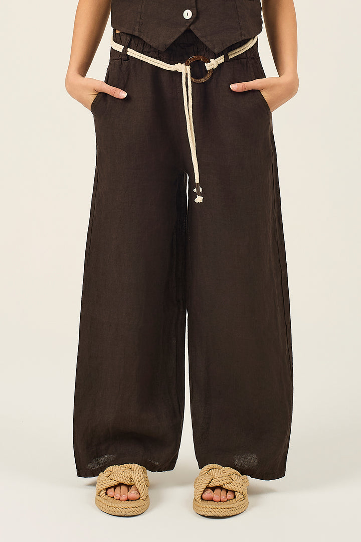 Pantalone in lino con cinta