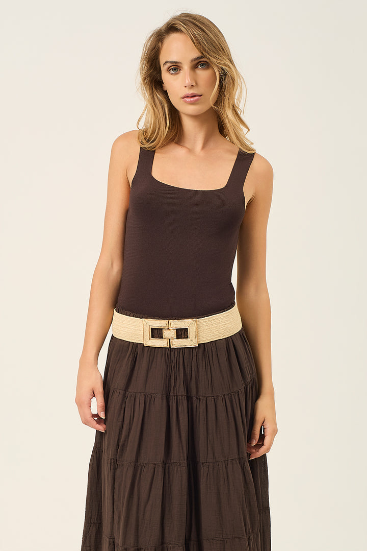 Top in maglieria scollo quadrato