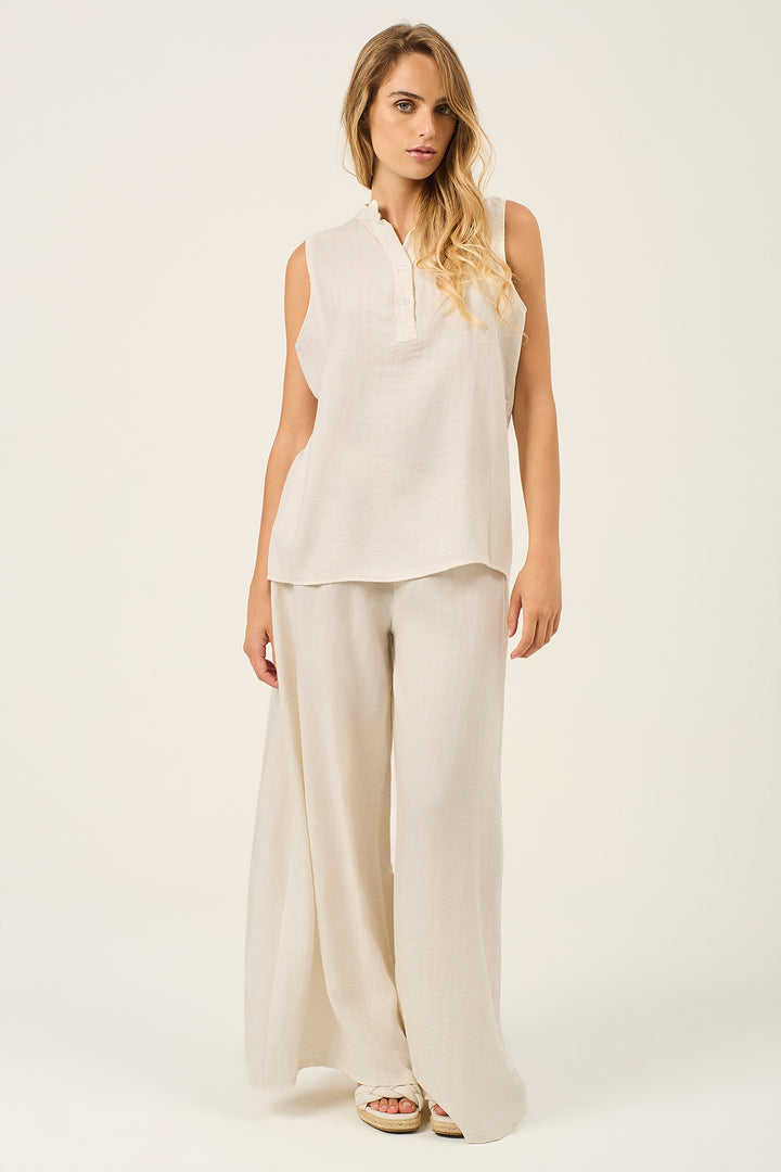 Pantalone a palazzo in misto lino