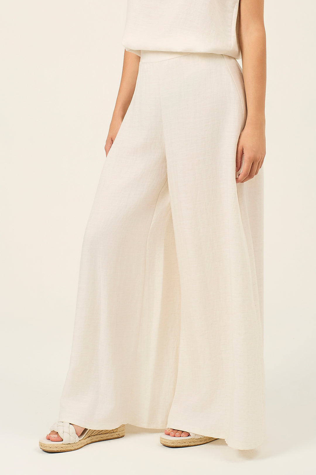 Pantalone a palazzo in misto lino