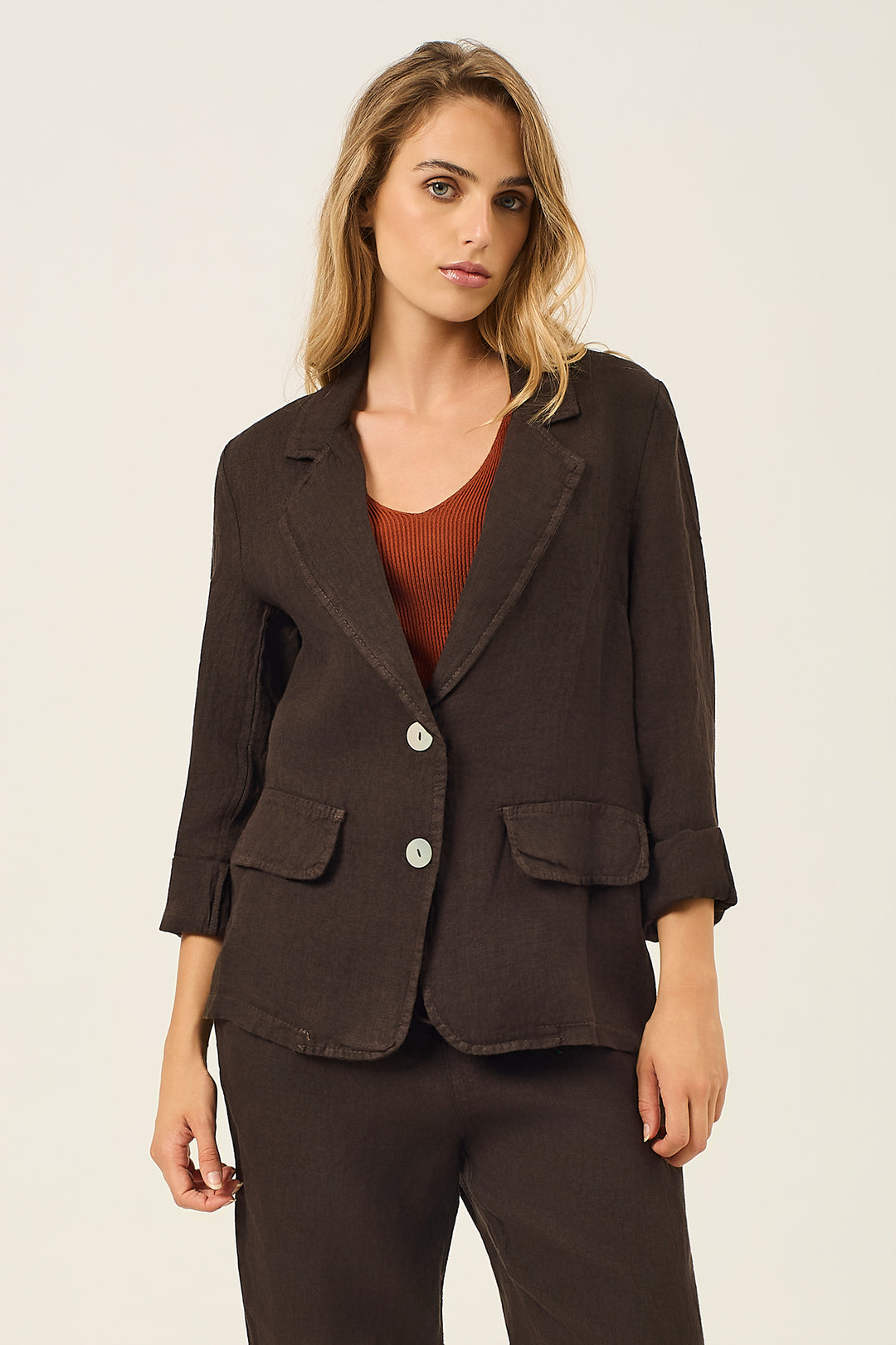 Blazer in lino a due bottoni