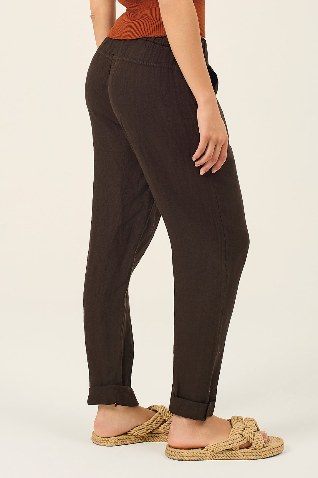 Pantalone jogger in lino