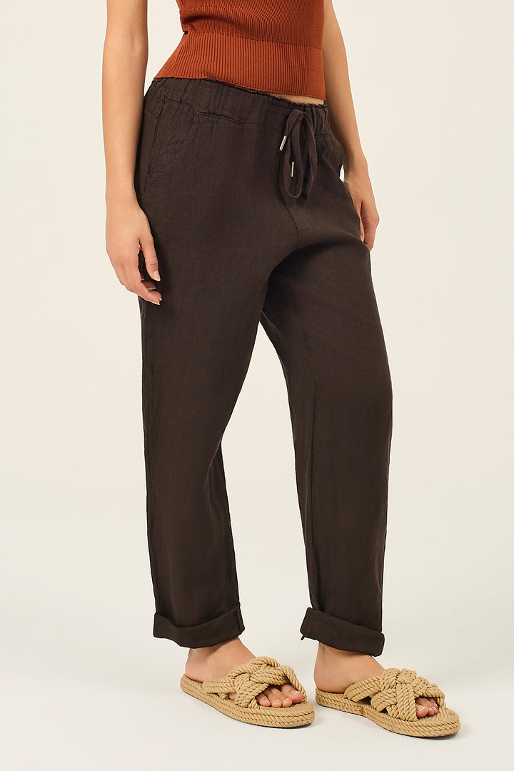 Pantalone jogger in lino