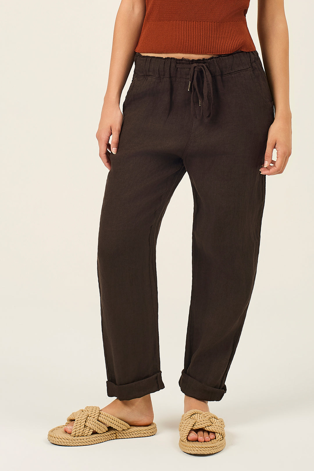 Pantalone jogger in lino