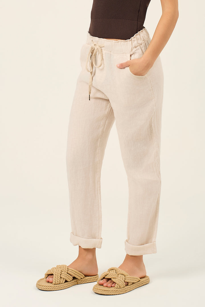 Pantalone jogger in lino