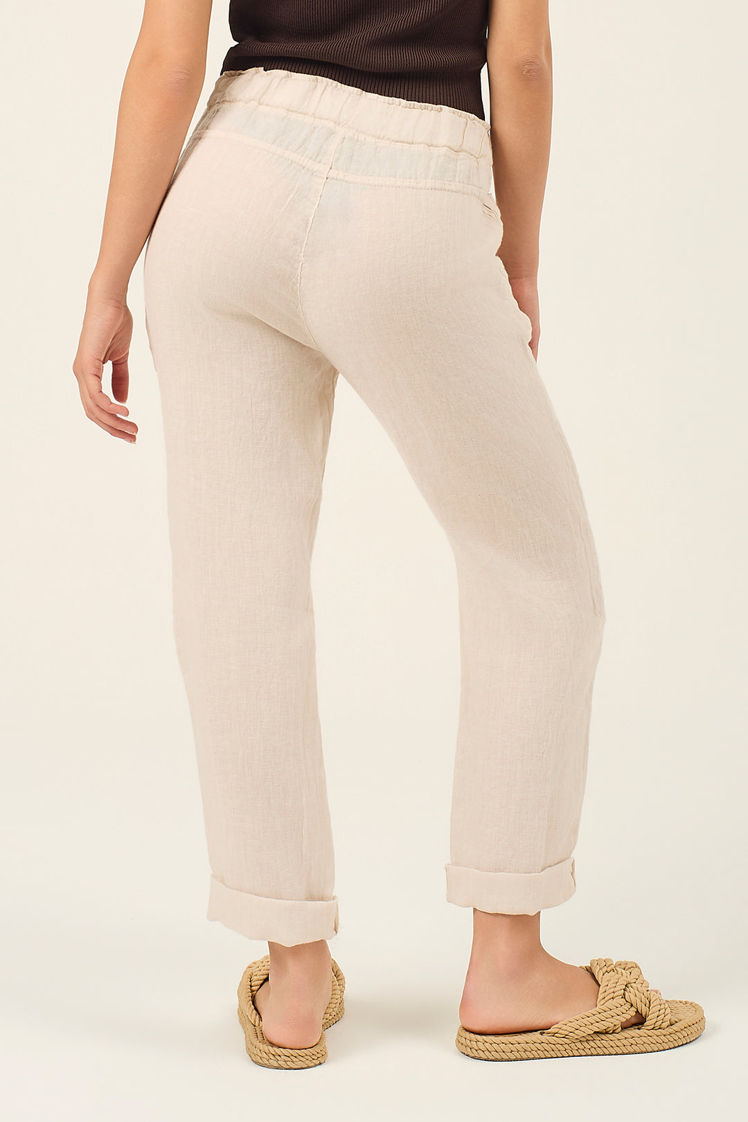 Pantalone jogger in lino