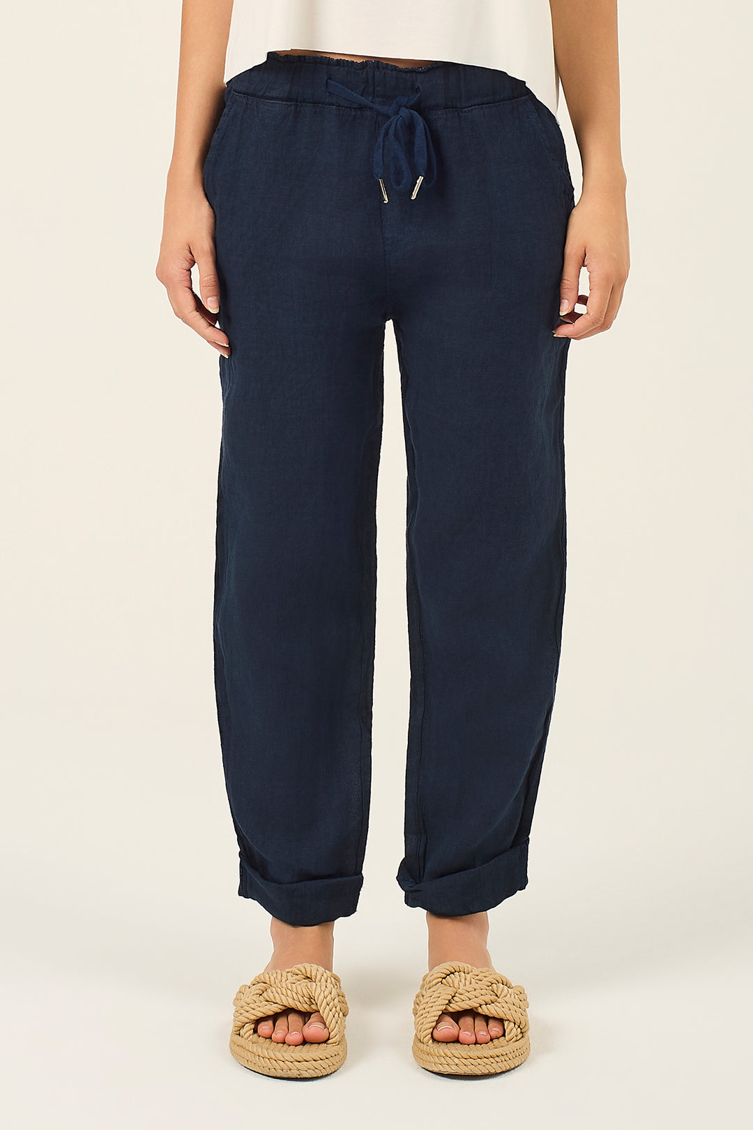 Pantalone jogger in lino