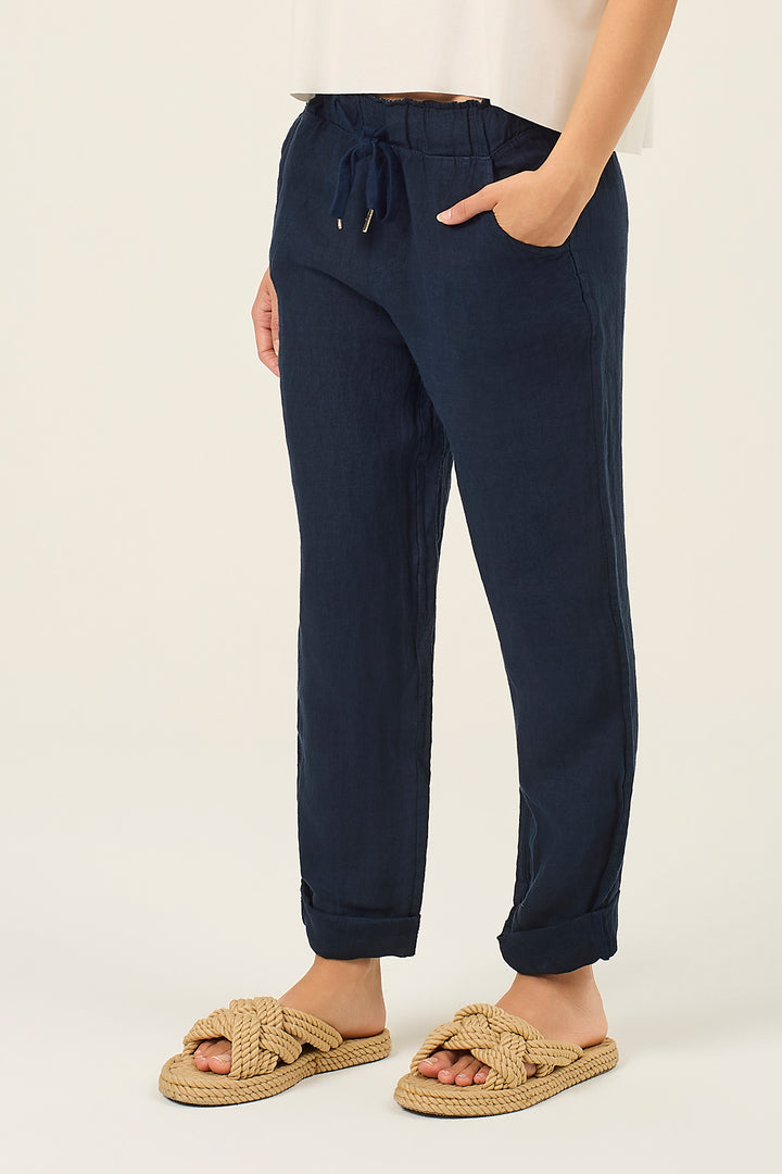 Pantalone jogger in lino