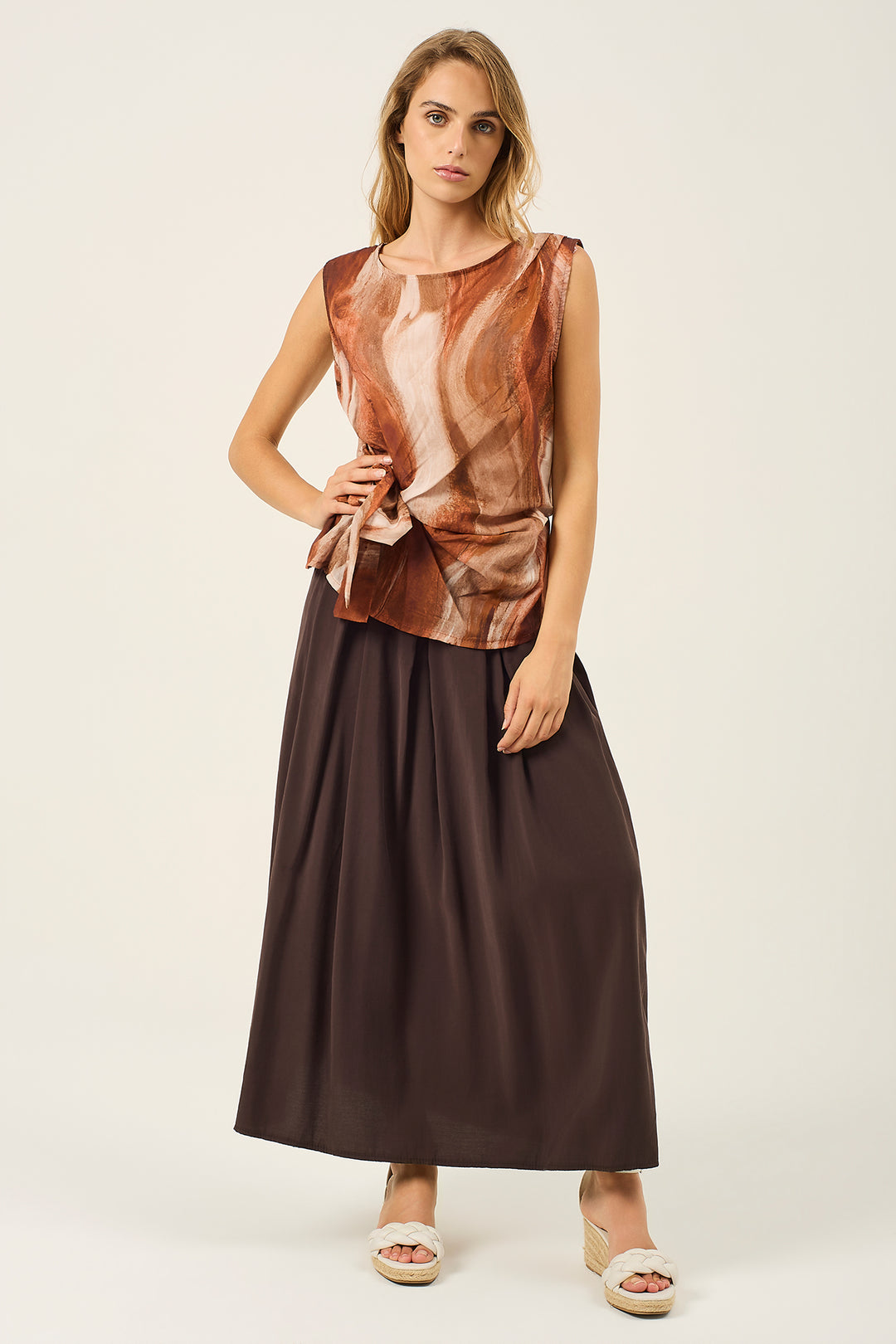 Top in cotone con fiocco laterale