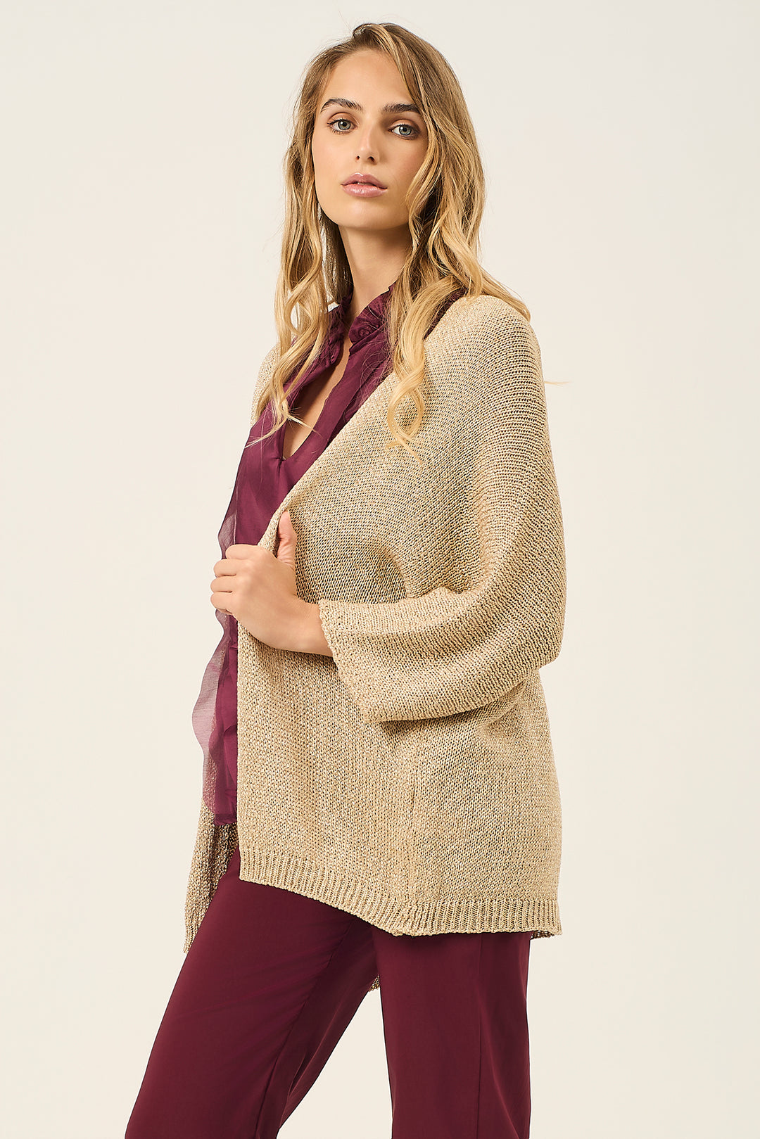 Cardigan aperto filo lurex