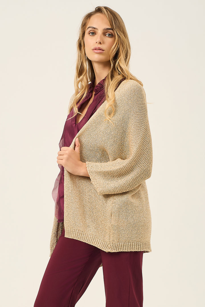 Cardigan aperto filo lurex