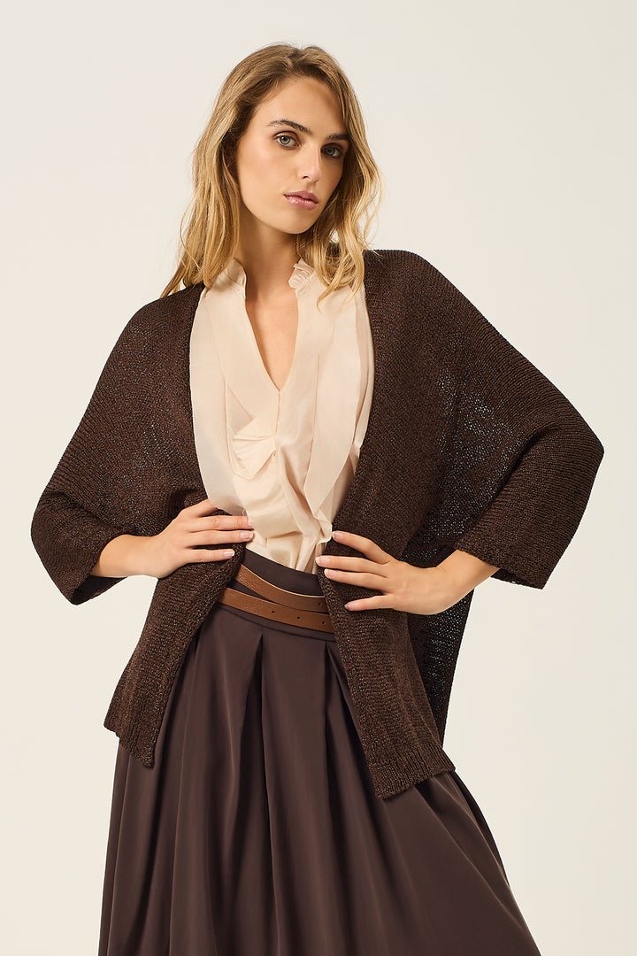 Cardigan aperto filo lurex