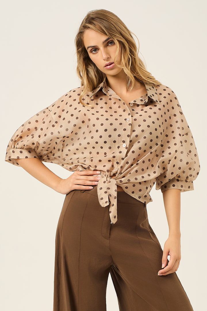 Camicia con nodo a pois
