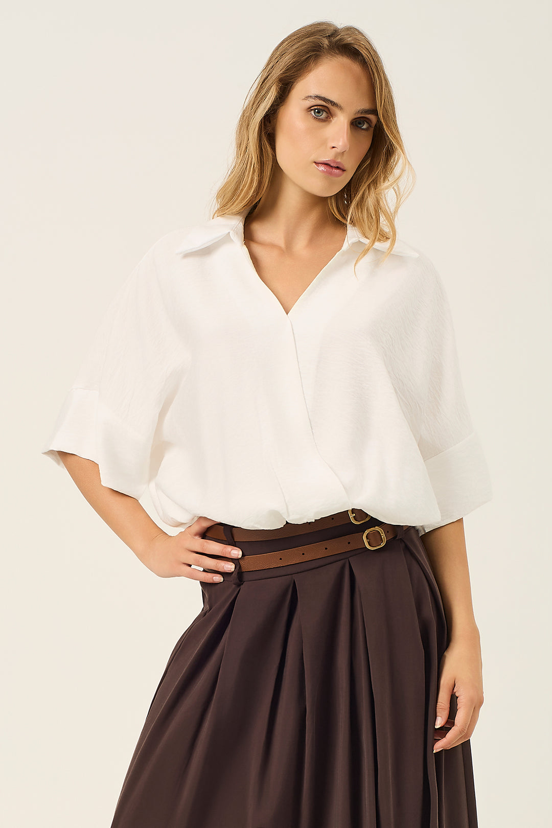 Camicia scollo a V incrociato