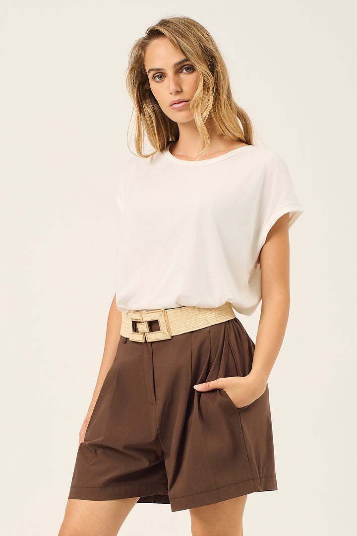 T-shirt girocollo in viscosa stretch
