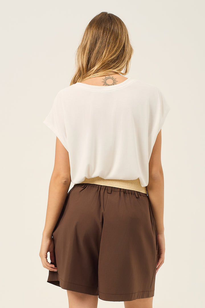 T-shirt girocollo in viscosa stretch