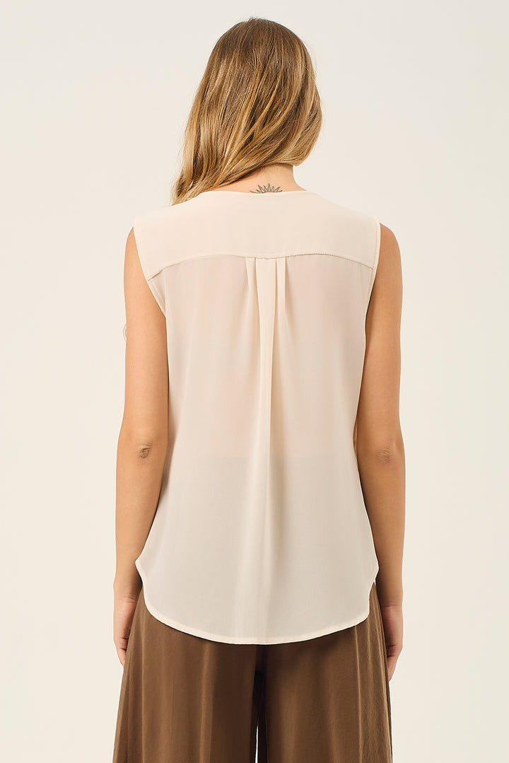Blusa a V in georgette con nodo laterale