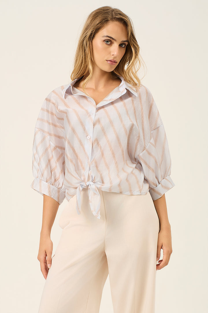 Camicia a righe manica a palloncino